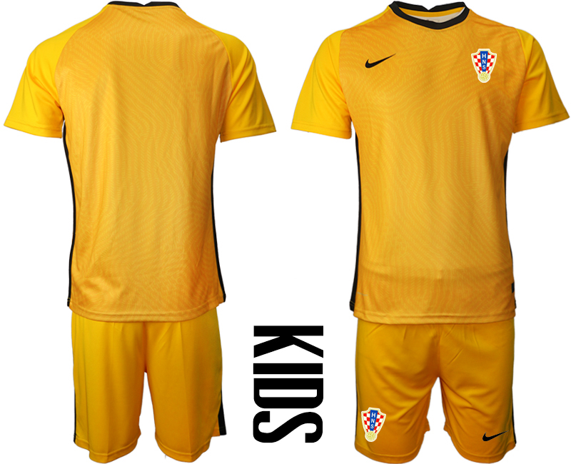 Youth 2021 European Cup Croatia yellow goalkeeper Soccer Jersey->spain jersey->Soccer Country Jersey